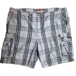 LEE Big & Tall Gray Plaid Cargo Shorts (Dungarees) 100% Cotton, [Men’s Waist 50]